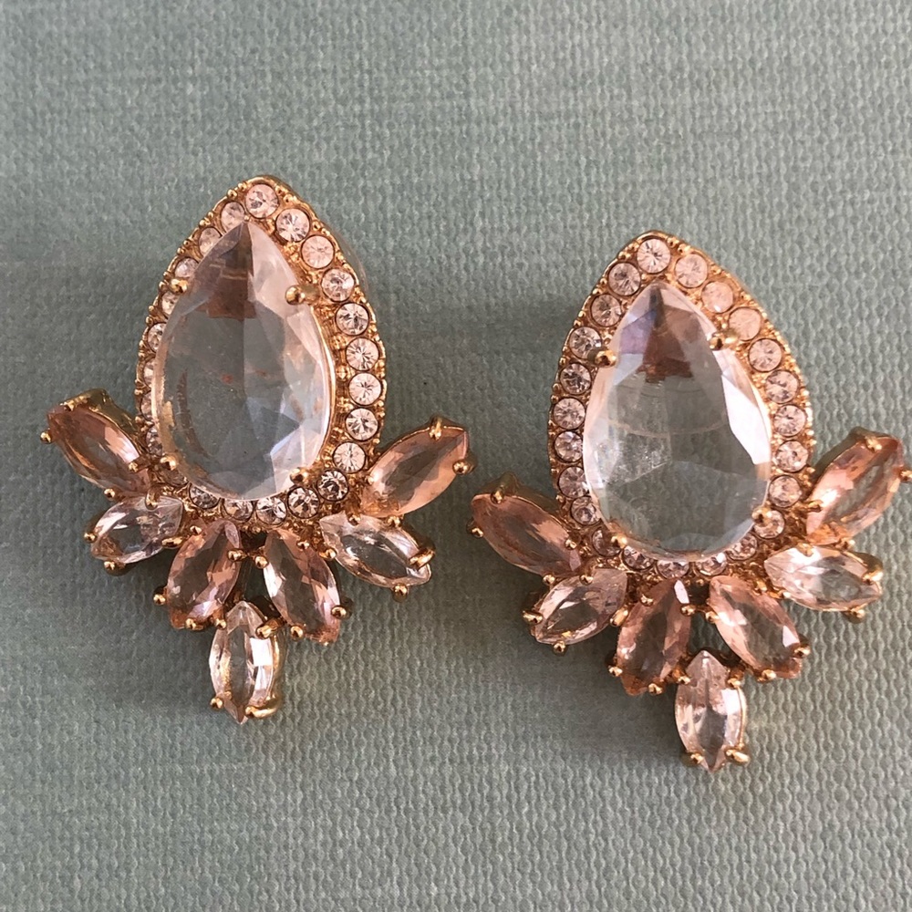 Kate Spade earrings- blush & clear, gold setting